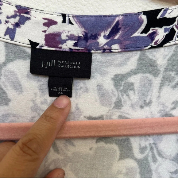 J.Jill Floral Wearever Collection Long Sleeve Dress Purple Size XL - Picture 4 of 8